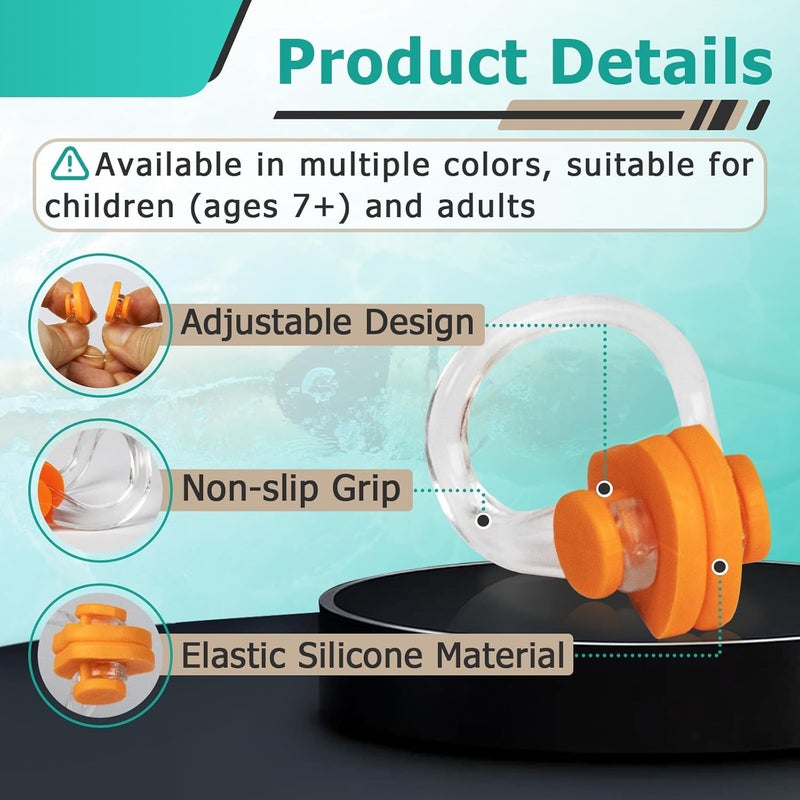 Gfdoso 28 Pcs Swimming Nose Clip, Silicone Waterproof Swim Nose Plugs for Kids (Age 7+) and Adults, Inclue 7 Colors - Image 4